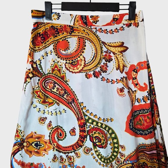 Vince Camuto Womens Orange Paisley Maxi Skirt Ivory sz XL NWOT Elastic Waist - Picture 3 of 9